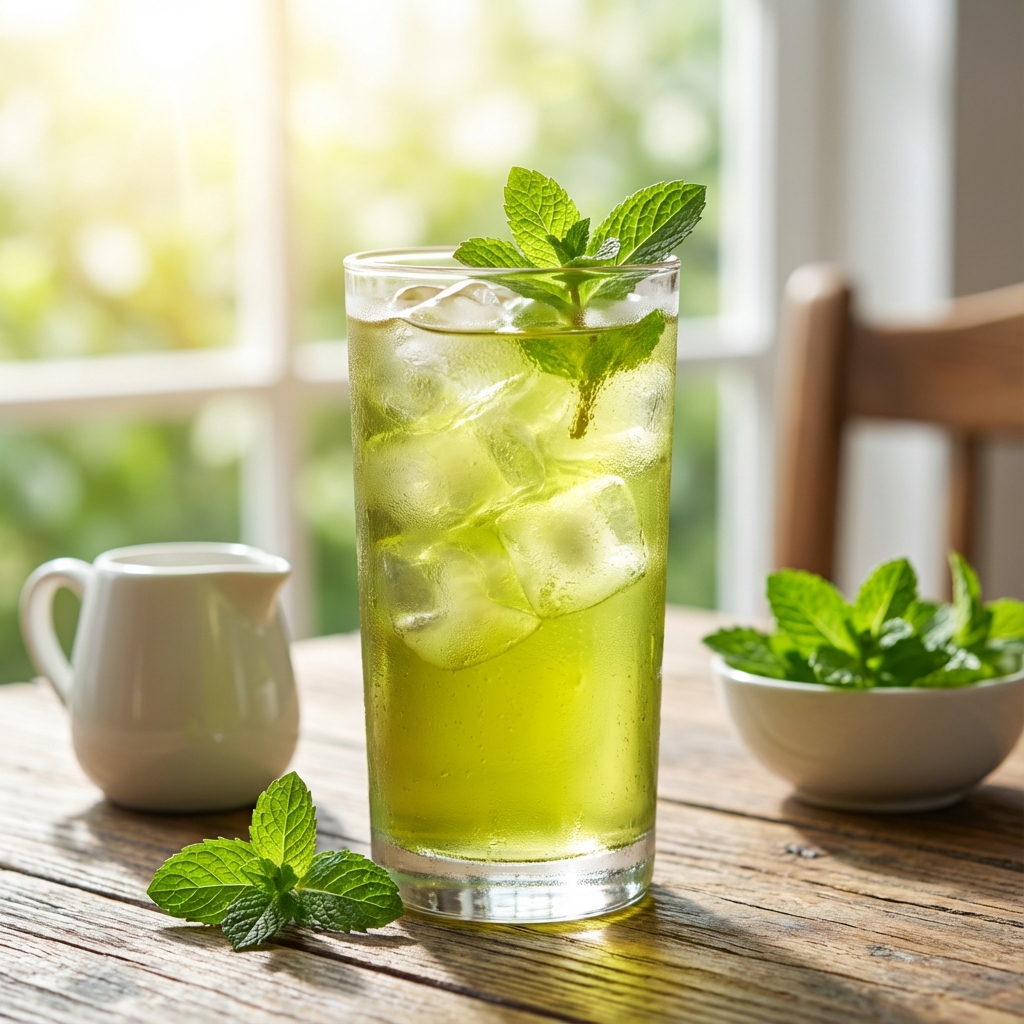Glass of iced green tea