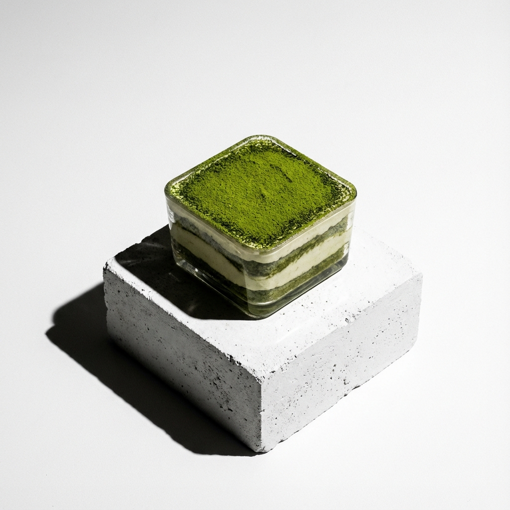 Green tea flavored layered dessert