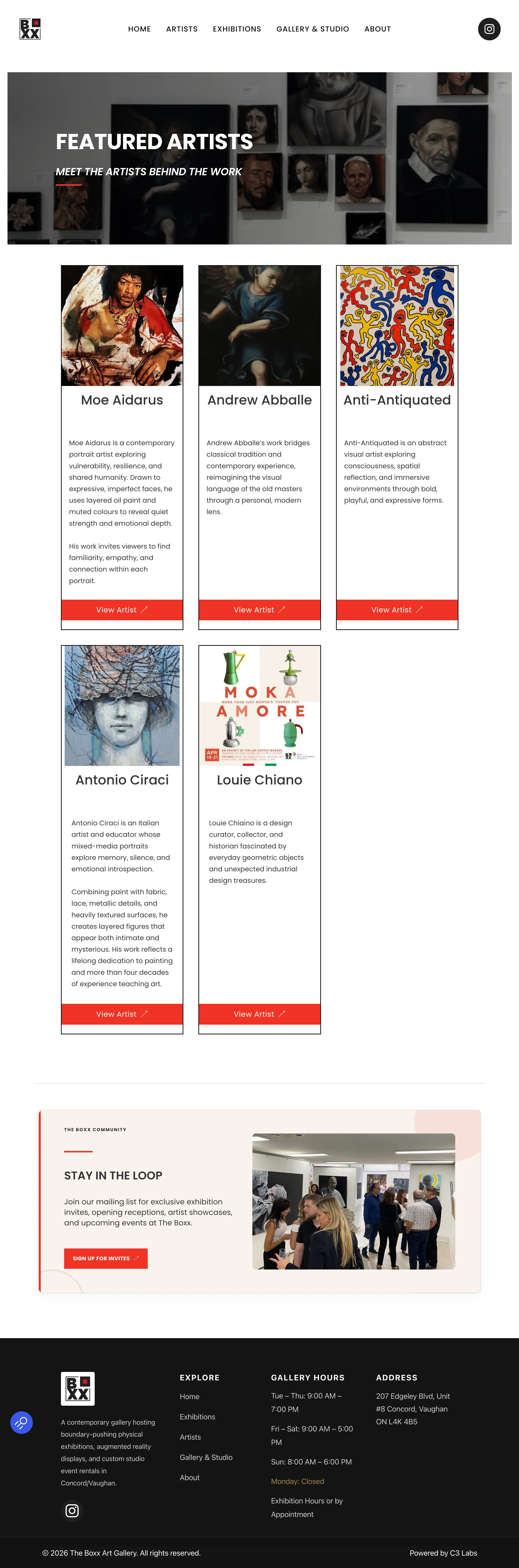Final Website - Featured Artists Page